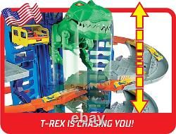 Hot Wheel Toy Car Track Set Ultimate Vehicle Garage T Rex Dinosaur 3 Ft Tall US