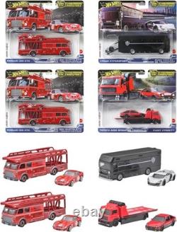 Hot Wheels Team Transport Assortment Vehicle Toys, Mini Cars, Set of 4 (2 Cars)