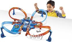 Hot Wheels Toy Car Track Set, Criss Cross Crash with 164 Scale Vehicle, Powered
