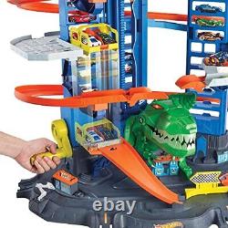 Hot Wheels Track Set Ultimate Garage Toy Vehicle Playset With Moving T-Rex Di