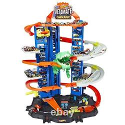 Hot Wheels Track Set Ultimate Garage Toy Vehicle Playset With Moving T-Rex Di