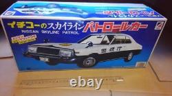 Ichiko Vintage Tin Toy Car NISSAN Skyline Patrol Car Showa Retro with Box