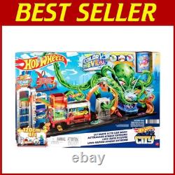 Interactive City Toy Car Track Set with Color Change Vehicle