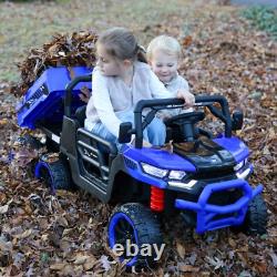 Kids 2 Seater Ride on Car 24V Electric Dump Truck 4WD UTV withParental Remote LED