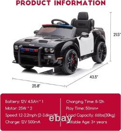 Kids Electric Car 12V Licensed Challenger with Remote, Music, Soft-Start Safety