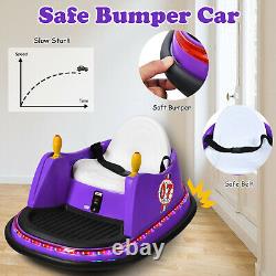 Kids Ride On Bumper Car 6V Vehicle 360° Spin Race Toy with Remote Control Purple
