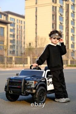 Kids Ride On Police Car, 12V Electric Vehicle with 2.4G Remote Control