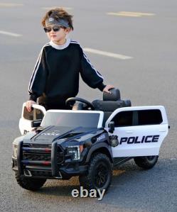 Kids Ride On Police Car, 12V Electric Vehicle with 2.4G Remote Control