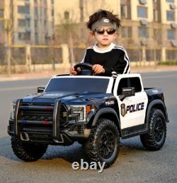 Kids Ride On Police Car, 12V Electric Vehicle with 2.4G Remote Control