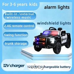 Kids Ride On Police Car, 12V Electric Vehicle with 2.4G Remote Control