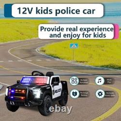 Kids Ride On Police Car, 12V Electric Vehicle with 2.4G Remote Control