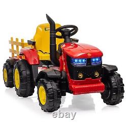 Kids Ride On Tractor with Trailer Battery Powered Electric Car Vehicle Toys Gift