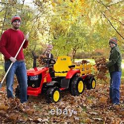 Kids Ride On Tractor with Trailer Battery Powered Electric Car Vehicle Toys Gift