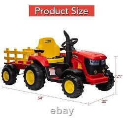 Kids Ride On Tractor with Trailer Battery Powered Electric Car Vehicle Toys Gift