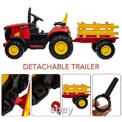 Kids Ride On Tractor with Trailer Battery Powered Electric Car Vehicle Toys Gift