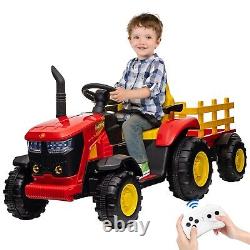 Kids Ride On Tractor with Trailer Battery Powered Electric Car Vehicle Toys Gift