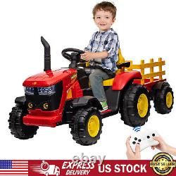 Kids Ride on Tractor with Trailer 12V Battery Powered Electric Vehicle Toy Car