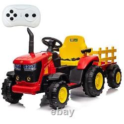 Kids Ride on Tractor with Trailer 12V Battery Powered Electric Vehicle Toy Car