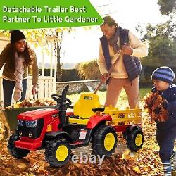 Kids Ride on Tractor with Trailer 12V Battery Powered Electric Vehicle Toy Car