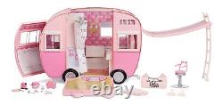 Kitty-Cat Camper Playset, Pink Toy Car Vehicle for Fashion Dolls with Cat Ear