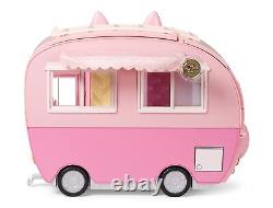 Kitty-Cat Camper Playset, Pink Toy Car Vehicle for Fashion Dolls with Cat Ear