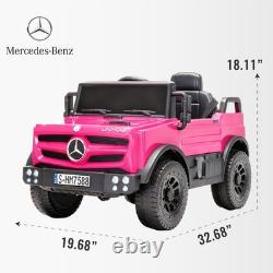Licensed Mercedes-Benz Car for Kids 12V Ride on Car Remote Pink Electric Vehicle