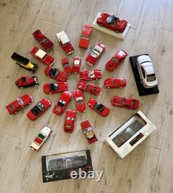 Lot Red Diecast Cars and Other Vehicles 1/43 Scale Various Brands Lot Of 28