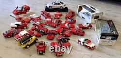 Lot Red Diecast Cars and Other Vehicles 1/43 Scale Various Brands Lot Of 28