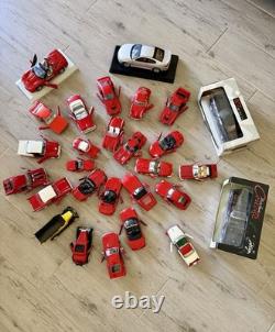 Lot Red Diecast Cars and Other Vehicles 1/43 Scale Various Brands Lot Of 28