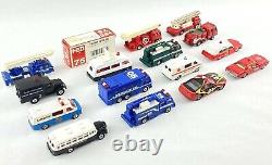 Lot of (15) Vintage Tomica Tomy Pocket Cars Emergency And Police Vehicles Rare