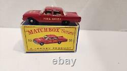 MATCHBOX LESNEY #59b FORD FAIRLANE FIRE CHIEF CAR Mint in Box