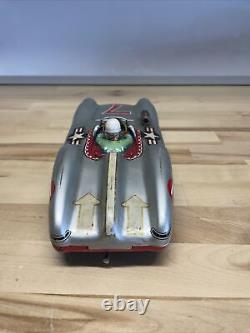 Marusan Electric Tin Toy Car Vintage Mercedes Racer SAN Toy Japan 1960 Working