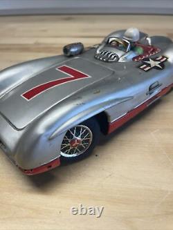 Marusan Electric Tin Toy Car Vintage Mercedes Racer SAN Toy Japan 1960 Working