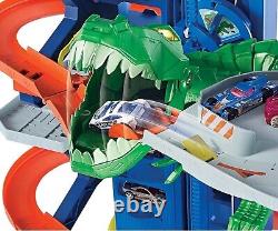 Massive T-Rex Dinosaur 100+ Vehicle Storage 3-Ft Tall Toy Car Track Set