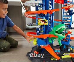 Massive T-Rex Dinosaur 100+ Vehicle Storage 3-Ft Tall Toy Car Track Set