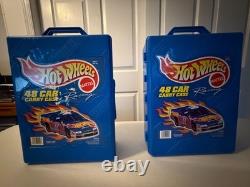 Matchbox Hot Wheels Mattel 91 Cars / Vehicles + 2 Carrying Cases