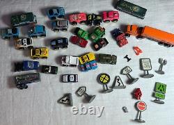 Micro Machines Lot of 25 Vehicles From Galoob + Road Champs Allied Truck & Signs