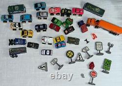 Micro Machines Lot of 25 Vehicles From Galoob + Road Champs Allied Truck & Signs