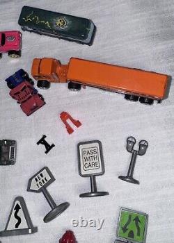 Micro Machines Lot of 25 Vehicles From Galoob + Road Champs Allied Truck & Signs