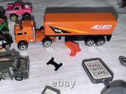 Micro Machines Lot of 25 Vehicles From Galoob + Road Champs Allied Truck & Signs