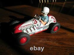 Mint Rare Vintage 1957 Yonezawa Tin Friction Toy, #3 Champion Race Car from Indy