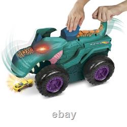 Monster Trucks Car Chompin' Mega-Wrex, Large Toy Monster Truck & Toy Car, Eat