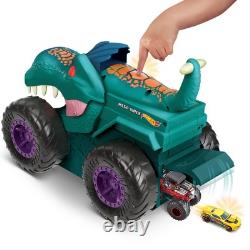 Monster Trucks Car Chompin' Mega-Wrex, Large Toy Monster Truck & Toy Car, Eat