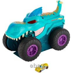Monster Trucks Car Chompin' Mega-Wrex, Large Toy Monster Truck & Toy Car, Eat