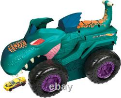 Monster Trucks Car Chompin' Mega-Wrex, Large Toy Monster Truck & Toy Car, Eats &