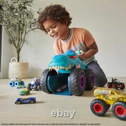 Monster Trucks Car Chompin' Mega-Wrex, Large Toy Monster Truck & Toy Car, Eats &