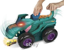 Monster Trucks Car Chompin' Mega-Wrex, Large Toy Monster Truck & Toy Car, Eats &