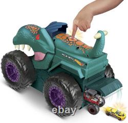 Monster Trucks Car Chompin' Mega-Wrex, Large Toy Monster Truck & Toy Car, Eats &