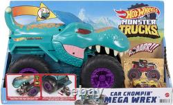 Monster Trucks Car Chompin' Mega-Wrex, Large Toy Monster Truck & Toy Car, Eats &