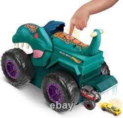 Monster Trucks Car Chompin' Mega-Wrex, Large Toy Monster Truck & Toy Car, Eats &